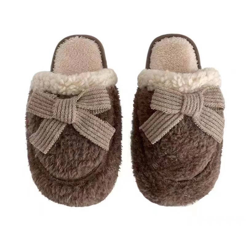 Papuke za odrasle – plišani gornji dio, umjetna vuna, PVC đon, protuklizne, slip-on, zimske kućne papuče