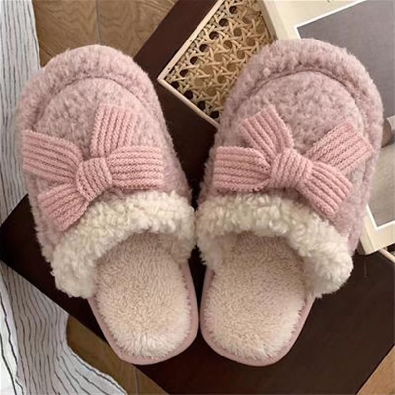 Papuke za odrasle – plišani gornji dio, umjetna vuna, PVC đon, protuklizne, slip-on, zimske kućne papuče