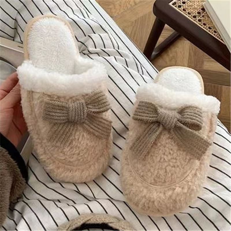 Papuke za odrasle – plišani gornji dio, umjetna vuna, PVC đon, protuklizne, slip-on, zimske kućne papuče