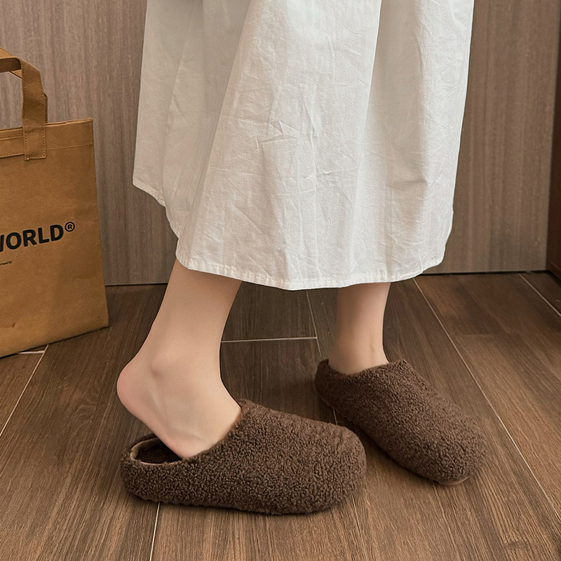 Ženske Baotou papuče, gornji dio od suedea, podstava od imitacije kože, potplat od gume, uzorak color-block, Slip-On, debeli potplat 0–3 cm