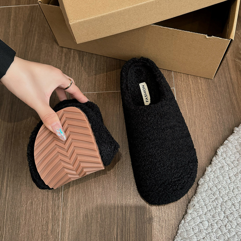 Ženske Baotou papuče, gornji dio od suedea, podstava od imitacije kože, potplat od gume, uzorak color-block, Slip-On, debeli potplat 0–3 cm