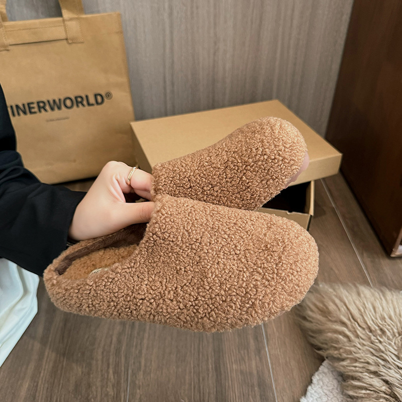 Ženske Baotou papuče, gornji dio od suedea, podstava od imitacije kože, potplat od gume, uzorak color-block, Slip-On, debeli potplat 0–3 cm