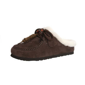 Pantofi casual slip-on pentru femei, partea superioară din velur, căptușeală din blană artificială, talpă din spumă de cauciuc, ușori și calzi