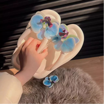 Ženske EVA japanke s motívom Butterfly Orchid, ljetne plažne sandale, EVA gornji dio i EVA potplat, debljina potplata 0–3 cm, ravna potplata