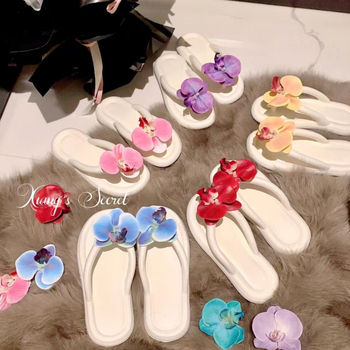 Ženske EVA japanke s motívom Butterfly Orchid, ljetne plažne sandale, EVA gornji dio i EVA potplat, debljina potplata 0–3 cm, ravna potplata