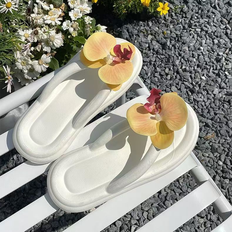 Ženske EVA japanke s motívom Butterfly Orchid, ljetne plažne sandale, EVA gornji dio i EVA potplat, debljina potplata 0–3 cm, ravna potplata