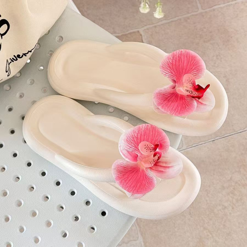 Ženske EVA japanke s motívom Butterfly Orchid, ljetne plažne sandale, EVA gornji dio i EVA potplat, debljina potplata 0–3 cm, ravna potplata