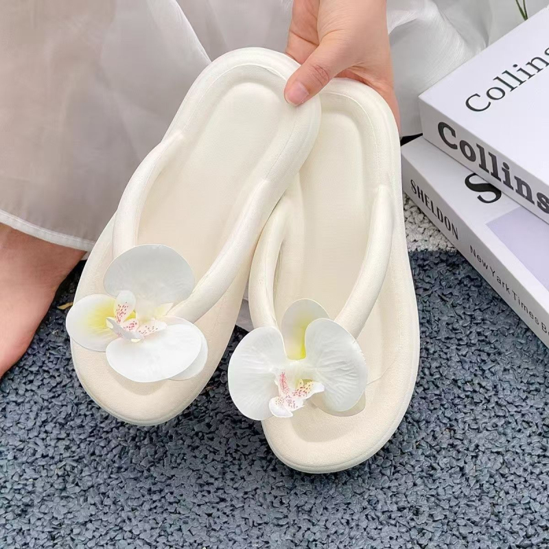 Ženske EVA japanke s motívom Butterfly Orchid, ljetne plažne sandale, EVA gornji dio i EVA potplat, debljina potplata 0–3 cm, ravna potplata