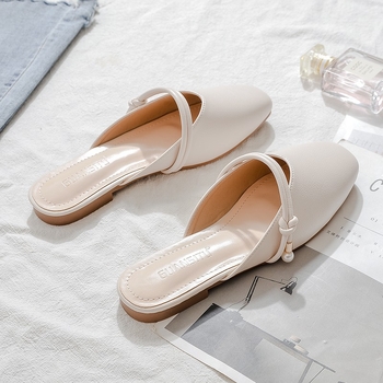 Ženske slip-on papuče s zatvorenim prstom, korejskog stila, gornji dio od sintetičke kože, potplat od gume, unutrašnjost superfiber