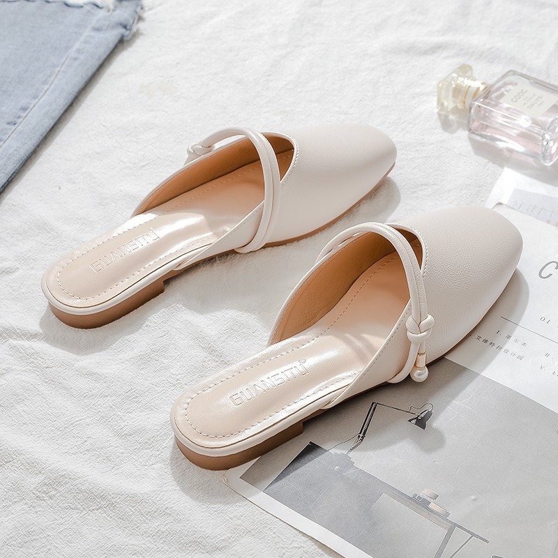 Ženske slip-on papuče s zatvorenim prstom, korejskog stila, gornji dio od sintetičke kože, potplat od gume, unutrašnjost superfiber