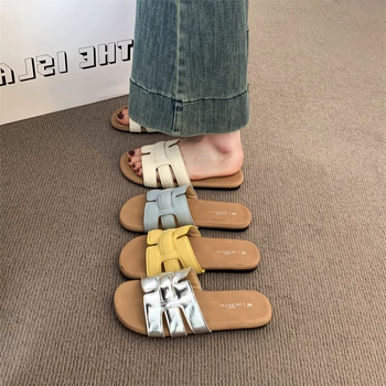 Slip-On sandale tipa One-Character – svakodnevna upotreba, gornji dio od umjetne kože, PU potplat, ravna podloga 0–3 cm, ljetni model 2025