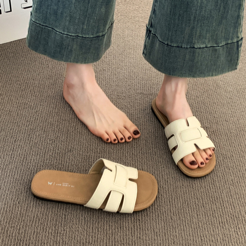 Slip-On sandale tipa One-Character – svakodnevna upotreba, gornji dio od umjetne kože, PU potplat, ravna podloga 0–3 cm, ljetni model 2025