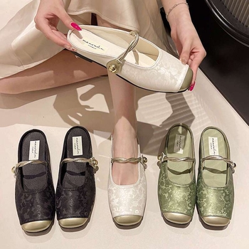 Γυναικείες παντόφλες με κλειστή μύτη, κορεατικού στιλ; PU επάνω μέρος; σόλα από καουτσούκ; επίπεδη σόλα; πάχος σόλας 0–3 εκ