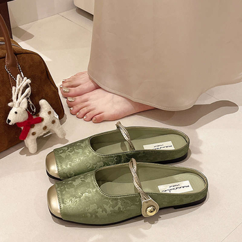 Γυναικείες παντόφλες με κλειστή μύτη, κορεατικού στιλ; PU επάνω μέρος; σόλα από καουτσούκ; επίπεδη σόλα; πάχος σόλας 0–3 εκ