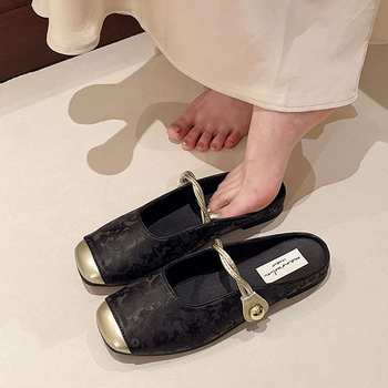 Γυναικείες παντόφλες με κλειστή μύτη, κορεατικού στιλ; PU επάνω μέρος; σόλα από καουτσούκ; επίπεδη σόλα; πάχος σόλας 0–3 εκ