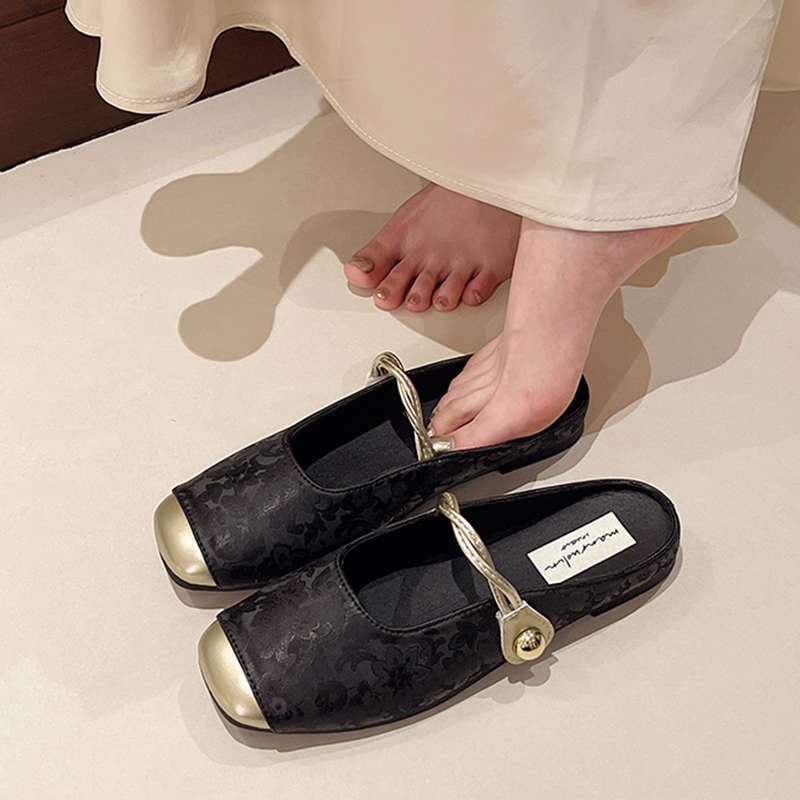 Γυναικείες παντόφλες με κλειστή μύτη, κορεατικού στιλ; PU επάνω μέρος; σόλα από καουτσούκ; επίπεδη σόλα; πάχος σόλας 0–3 εκ