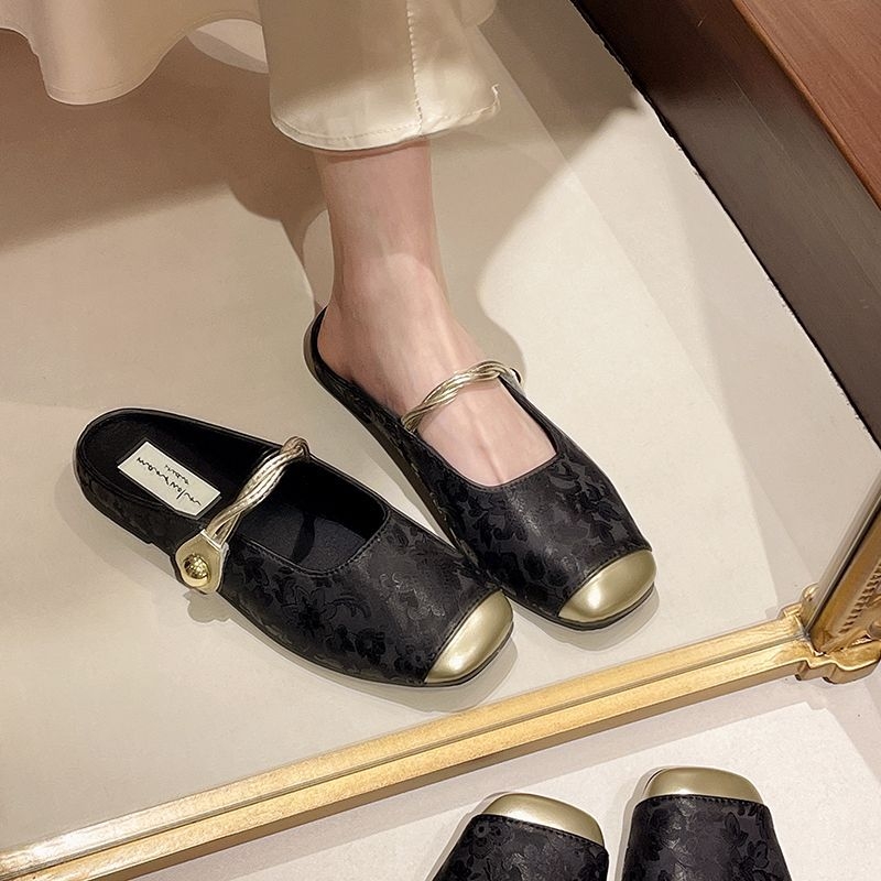 Γυναικείες παντόφλες με κλειστή μύτη, κορεατικού στιλ; PU επάνω μέρος; σόλα από καουτσούκ; επίπεδη σόλα; πάχος σόλας 0–3 εκ