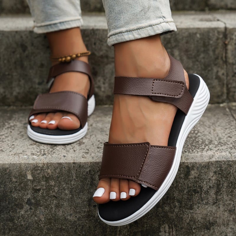 Plážové sandále s klinom, zapínanie na Velcro, PU horný materiál, PU podrážka, každodenný štýl