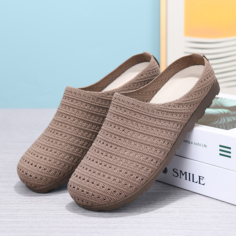 Letné sieťové priedušné papuče, módne a všestranné, protišmykové, pohodlné a odolné pre bežné nosenie, s plochou podrážkou a mäkkou stielkou