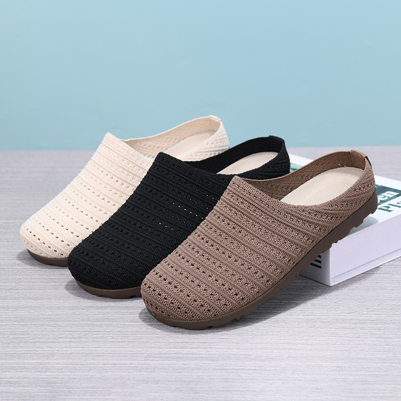 Letné sieťové priedušné papuče, módne a všestranné, protišmykové, pohodlné a odolné pre bežné nosenie, s plochou podrážkou a mäkkou stielkou