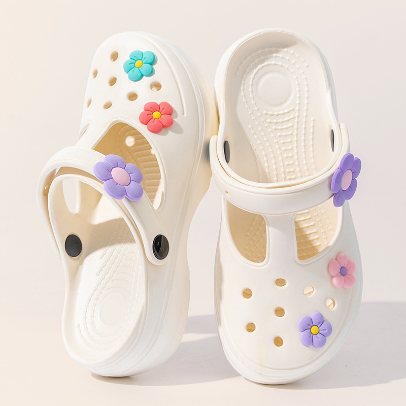 Sandale de plajă pentru femei, model decupat, talpă EVA groasă, partea superioară PVC, turnare prin injecție