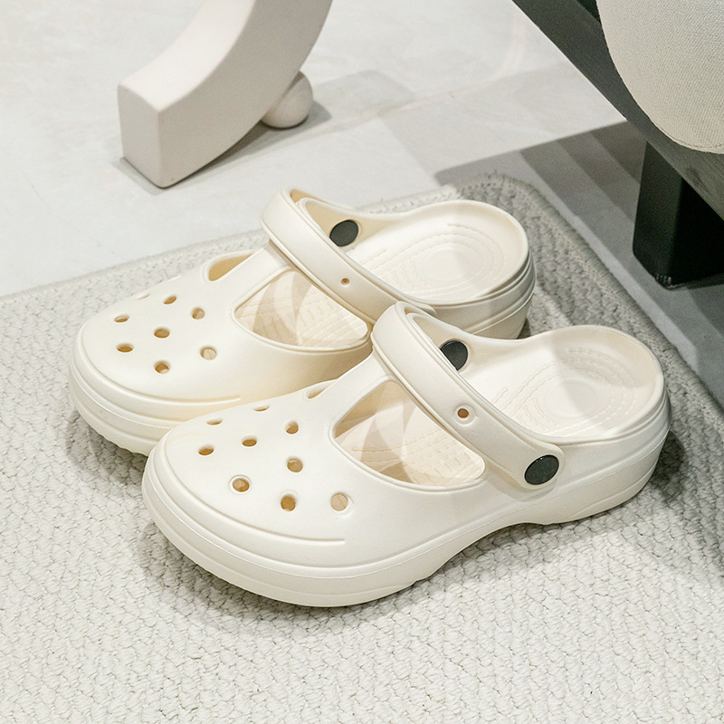 Sandale de plajă pentru femei, model decupat, talpă EVA groasă, partea superioară PVC, turnare prin injecție