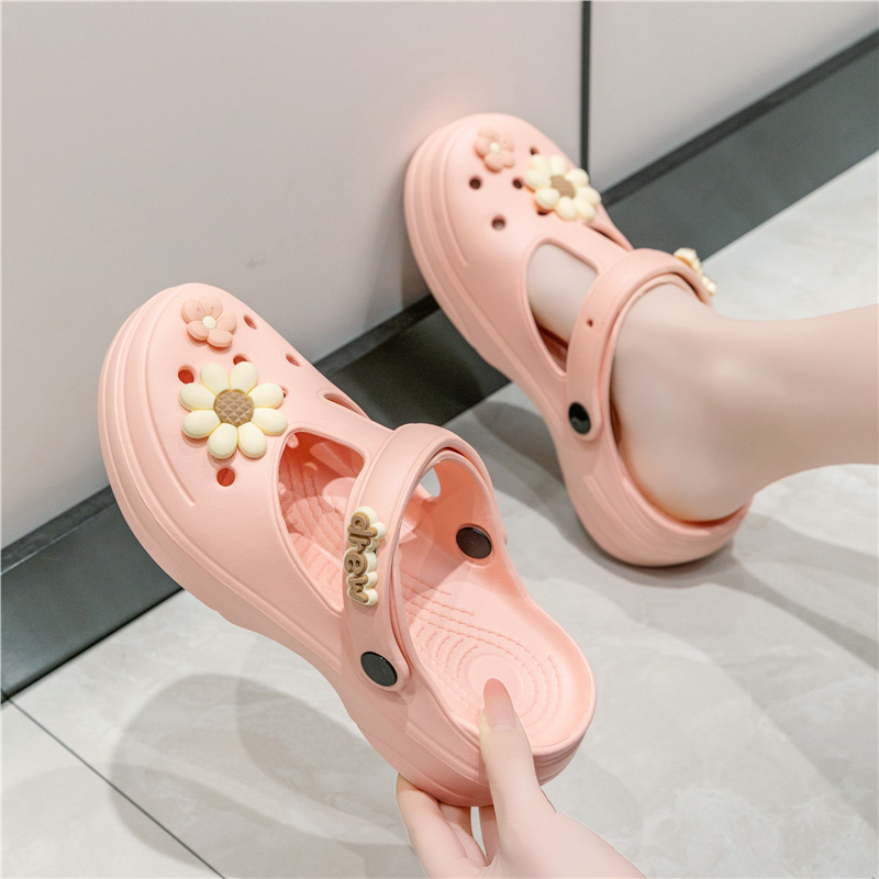 Sandale de plajă pentru femei, model decupat, talpă EVA groasă, partea superioară PVC, turnare prin injecție