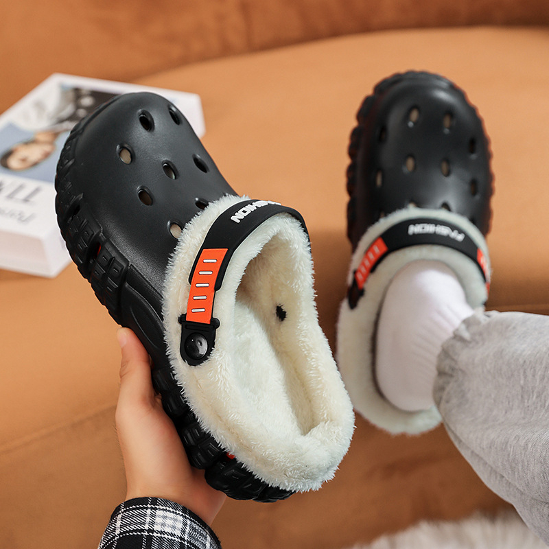 Мъжки EVA клогове с плюшено подплътване, с дебела подметка, неплъзгащи се, отделяеми и двупосочни
