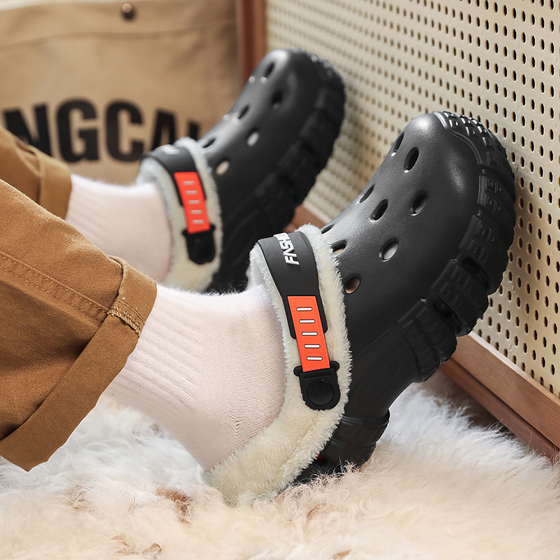 Мъжки EVA клогове с плюшено подплътване, с дебела подметка, неплъзгащи се, отделяеми и двупосочни