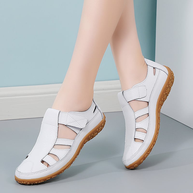 Ρωμαϊκά σανδάλια για γυναίκες, επάνω μέρος από μικροϊνες δέρμα, σόλα από TPR, κλείσιμο Velcro, στρογγυλή μύτη, θερινή συλλογή 2025