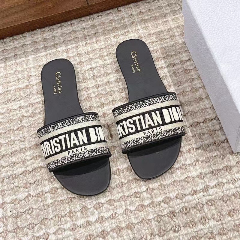 Sandale plate pentru femei, cu upper din piele de oaie, talpă din cauciuc și broderie cu litere, casual pentru vară la plajă