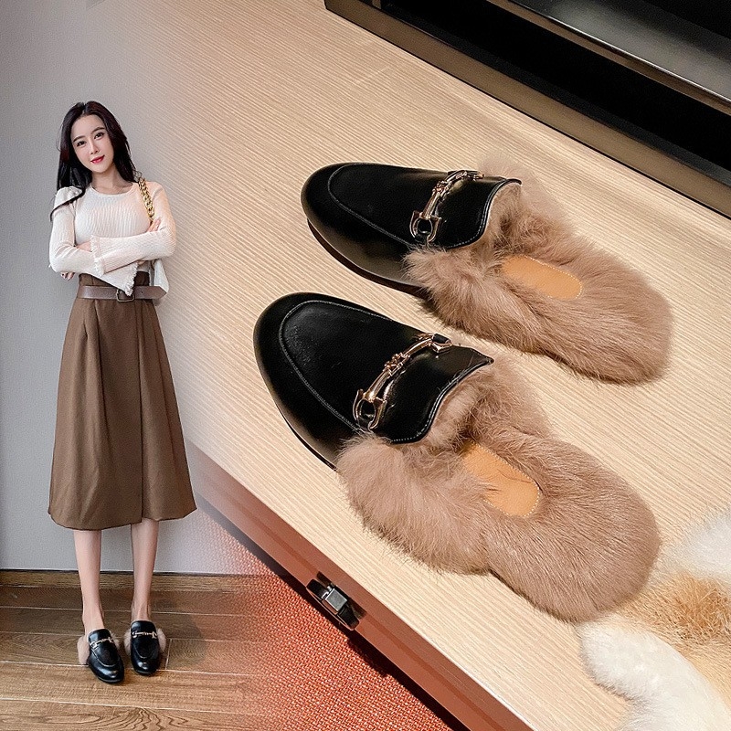 Ženske papuče s korejskim stilom, slip-on, gornji dio od mikrovlakna, kožna podstava, gumeni potplat