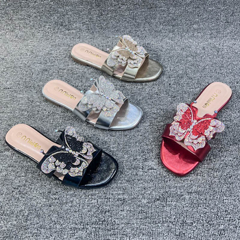 Ženske papuče, gornji dio od umjetne kože, unutrašnjost od umjetne kože, TPR đon, dijamantna tekstura, slip-on stil