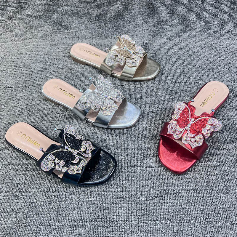 Ženske papuče, gornji dio od umjetne kože, unutrašnjost od umjetne kože, TPR đon, dijamantna tekstura, slip-on stil