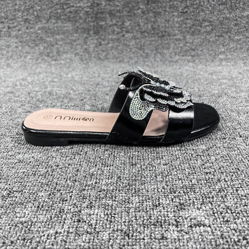 Ženske papuče, gornji dio od umjetne kože, unutrašnjost od umjetne kože, TPR đon, dijamantna tekstura, slip-on stil