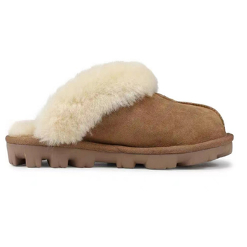 Papuci de damă cu talpă plată, partea superioară și căptușeala din lână de miel, talpă din spumă, calde și respirabile