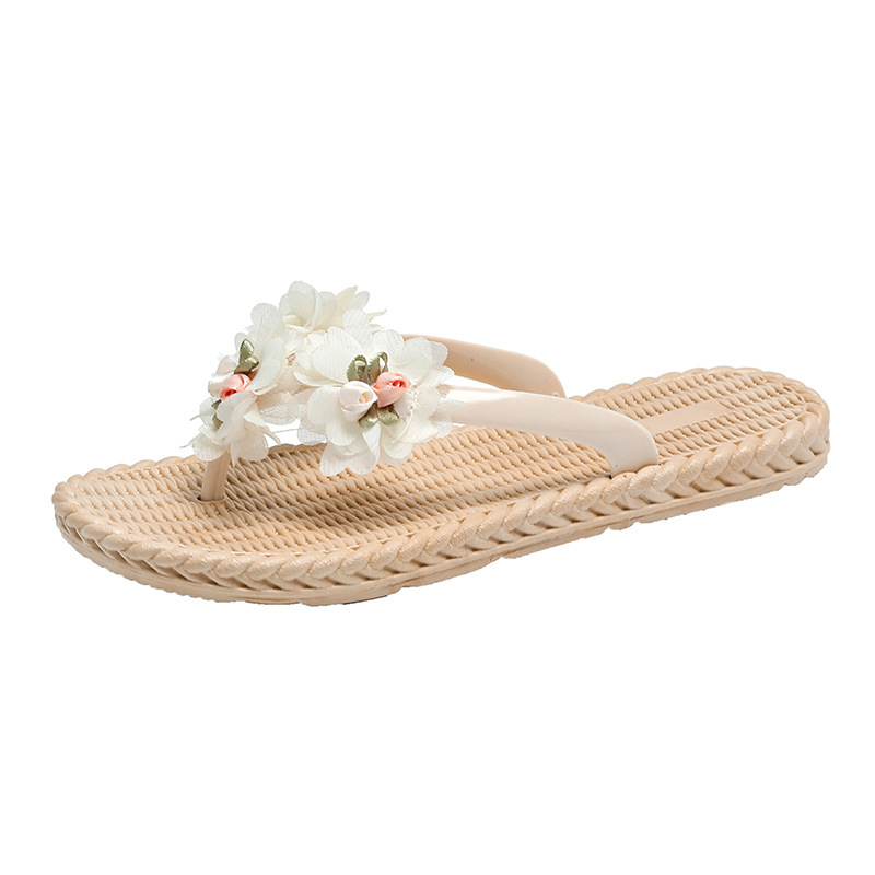 Női virágos flip-flop (PVC felső, bőr belső, PVC talp, lapos sarok, talp vastagsága 0–3 cm)