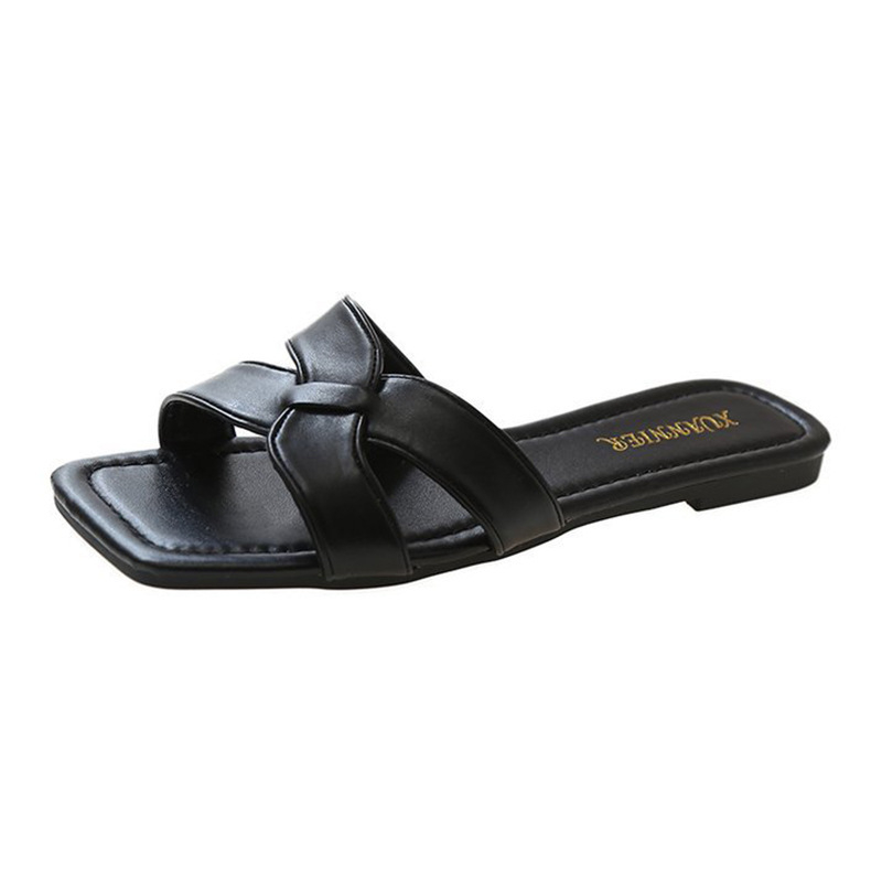 Ženske ljetne papuče – Slip-On, gornji dio plastika, potplat od gume, ravno dno, lagane