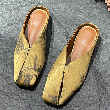 Baotou ženske balerinke s gornjim dijelom od svile, gumeni potplat, ravna potplat, podstava od tkanine, za svakodnevno nošenje, debljina potplata 0–3 cm