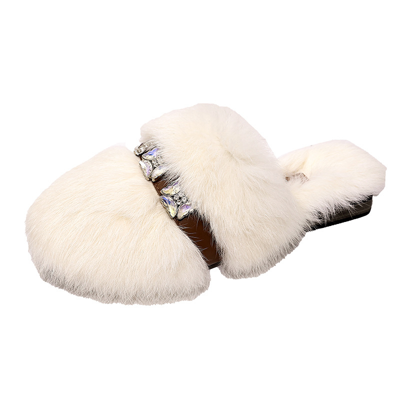 Női szőrös papucs, koreai stílus, suede felsőrész, béléses, gumírozott talp, lapos talp, könnyen felvehető, otthoni használatra