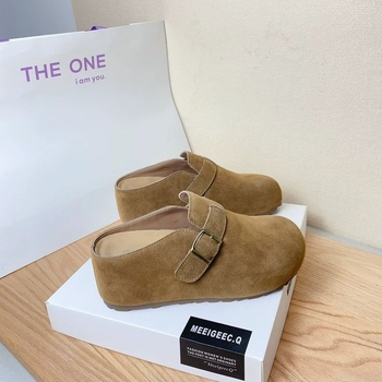 Pantofi damă în stil Birkenstock, cu talpă groasă pentru creșterea înălțimii până la 7 cm, partea superioară din piele microfibră, talpă din cauciuc, construcție vulcanizată, ușoare și antiderapante