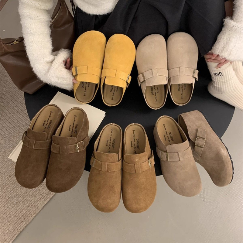 Pantofi damă în stil Birkenstock, cu talpă groasă pentru creșterea înălțimii până la 7 cm, partea superioară din piele microfibră, talpă din cauciuc, construcție vulcanizată, ușoare și antiderapante