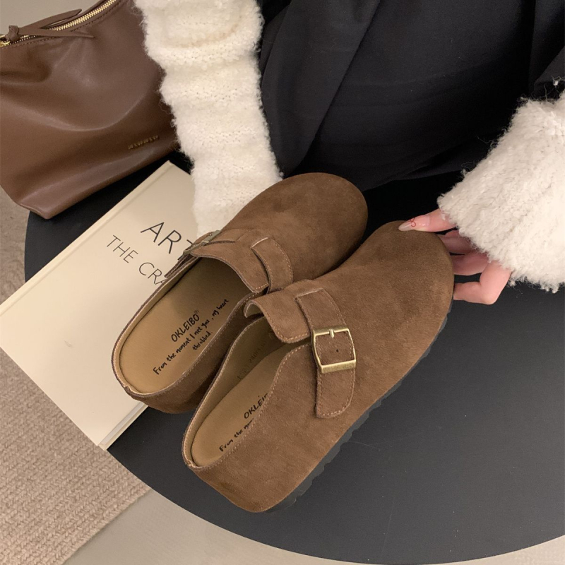 Pantofi damă în stil Birkenstock, cu talpă groasă pentru creșterea înălțimii până la 7 cm, partea superioară din piele microfibră, talpă din cauciuc, construcție vulcanizată, ușoare și antiderapante