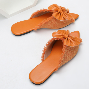 Papuci cu talpă plată din in, partea superioară din in, talpă PVC, interior Cortex, vară 2024, închidere cu o singură pedala