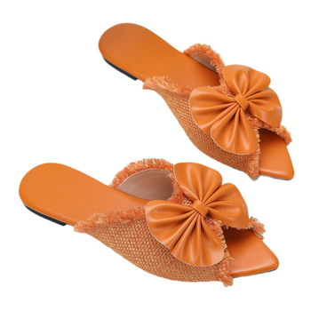 Papuci cu talpă plată din in, partea superioară din in, talpă PVC, interior Cortex, vară 2024, închidere cu o singură pedala