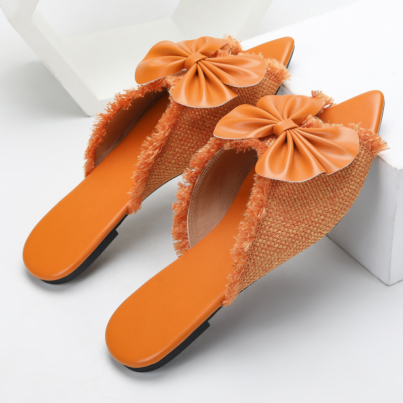 Papuci cu talpă plată din in, partea superioară din in, talpă PVC, interior Cortex, vară 2024, închidere cu o singură pedala