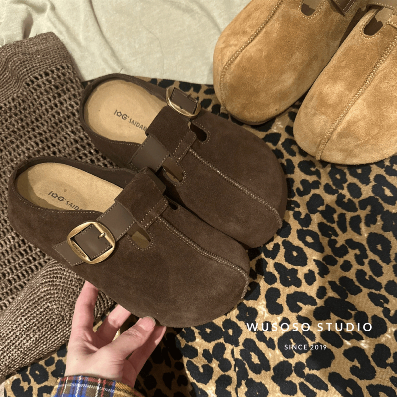 Langui Vintage Birkenstock-stil muly sa zatvorenim prstom za žene, gornji dio od Super Fiber, gumeni đon, debljina đona 3–5 cm, Slip-On