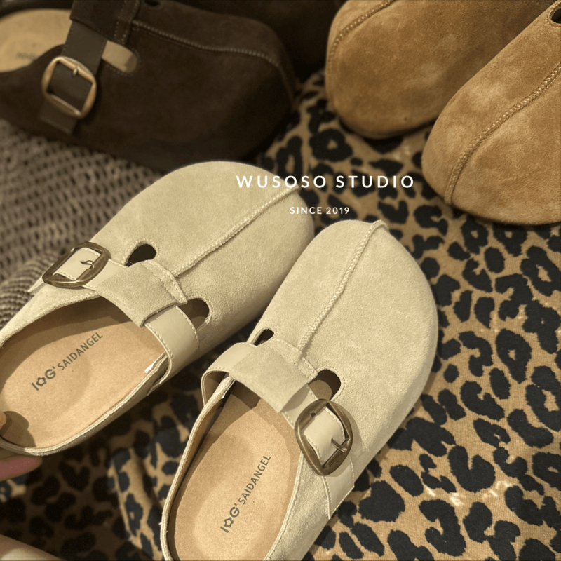 Langui Vintage Birkenstock-stil muly sa zatvorenim prstom za žene, gornji dio od Super Fiber, gumeni đon, debljina đona 3–5 cm, Slip-On