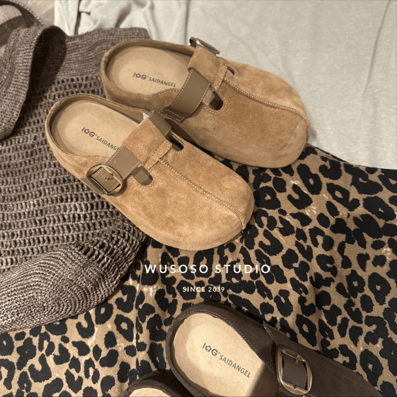 Langui Vintage Birkenstock-stil muly sa zatvorenim prstom za žene, gornji dio od Super Fiber, gumeni đon, debljina đona 3–5 cm, Slip-On