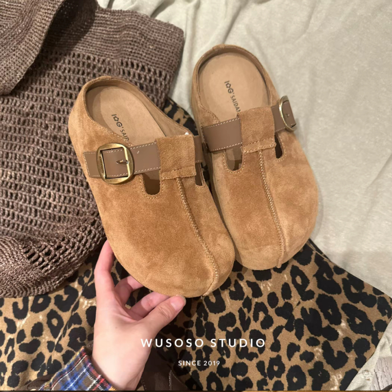 Langui Vintage Birkenstock-stil muly sa zatvorenim prstom za žene, gornji dio od Super Fiber, gumeni đon, debljina đona 3–5 cm, Slip-On